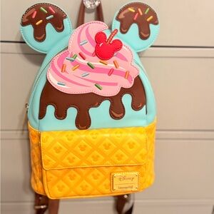 Loungefly Disney Blue and Pink Ice Cream Mini Backpack